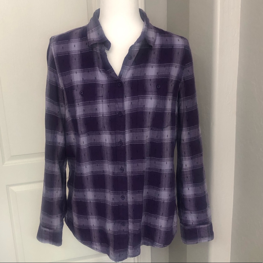 St. Johns Bay Purple Plaid Button Down